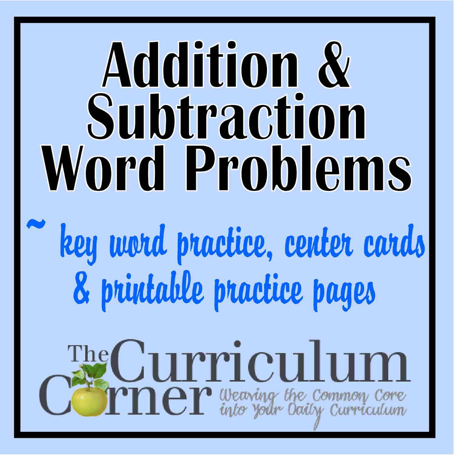 worksheet Adding And Subtraction Word Problems addition subtraction word problems the curriculum corner 123
