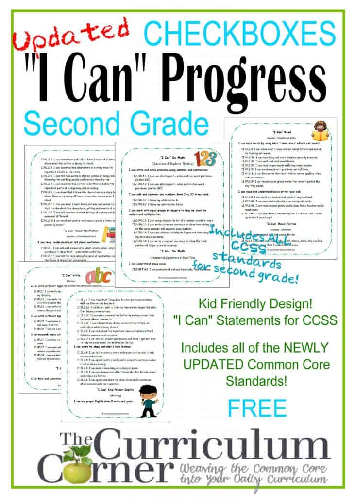 Kid Clip Art I Can Statements Checkboxes by The Curriculum Corner FREE Updated standards!