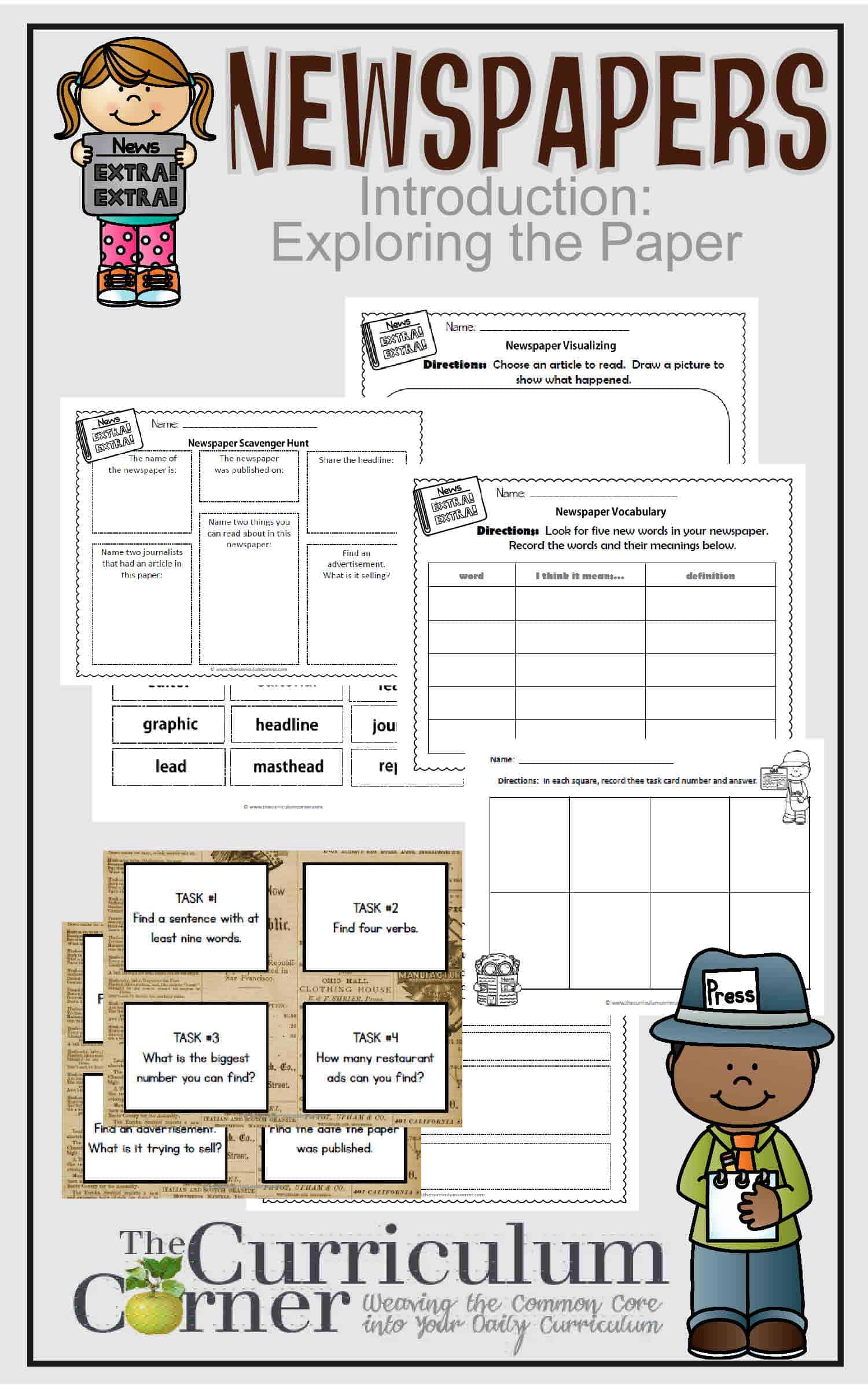 Newspapers Part 1 Exploring The Paper The Curriculum Corner 123