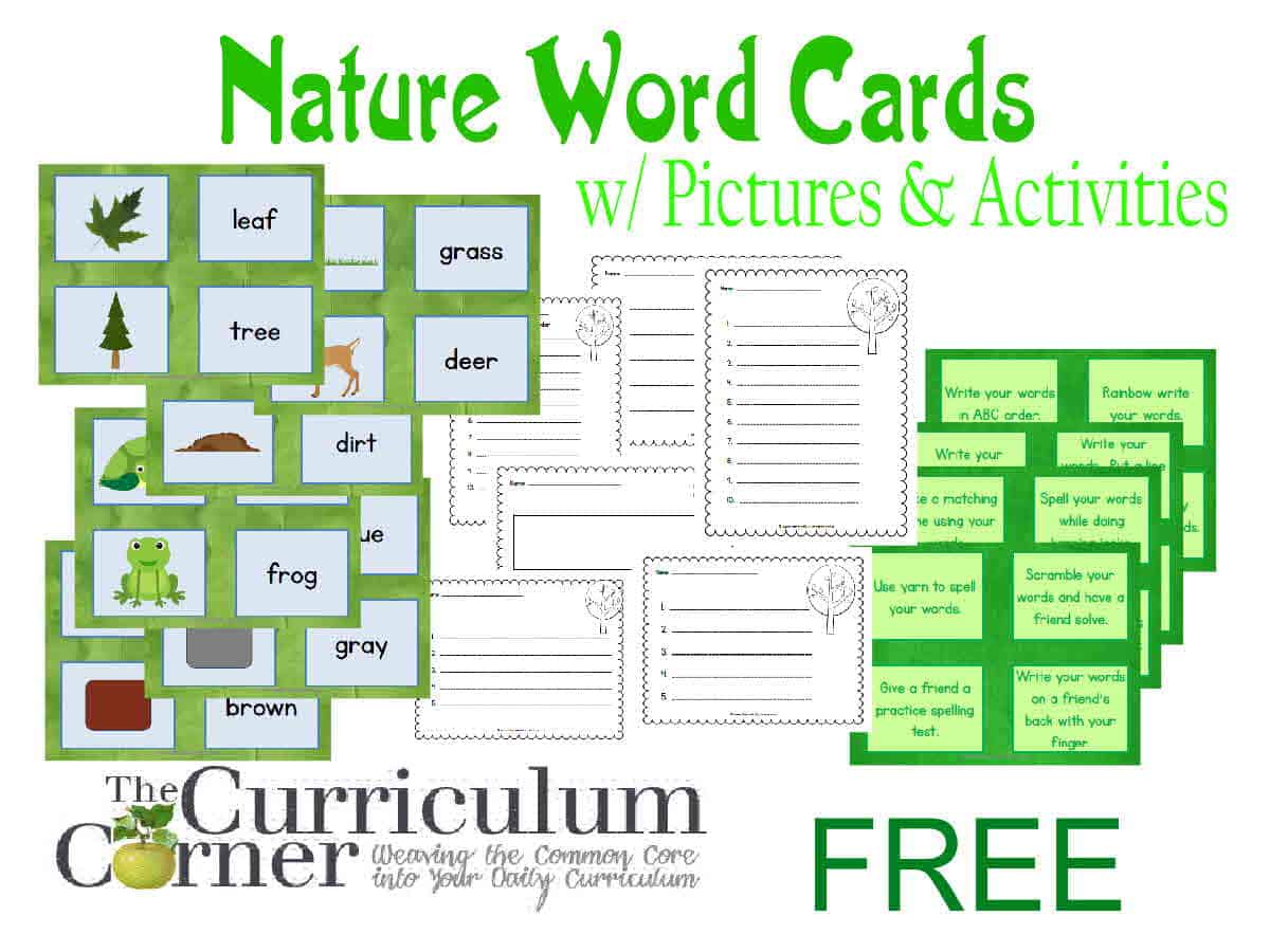 Nature Word Cards w/ Activities The Curriculum Corner 123