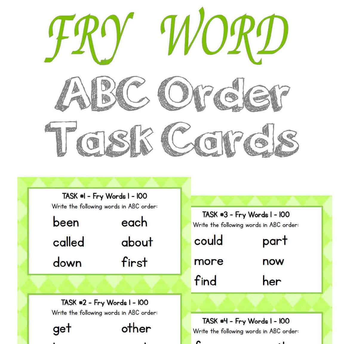 Worksheet Fry Word Cards fry word abc order task cards the curriculum corner 123