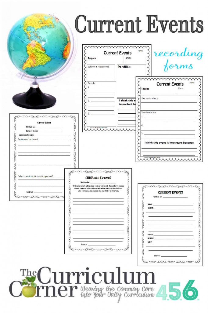 Current Events Recording Forms by The Curriculum Corner