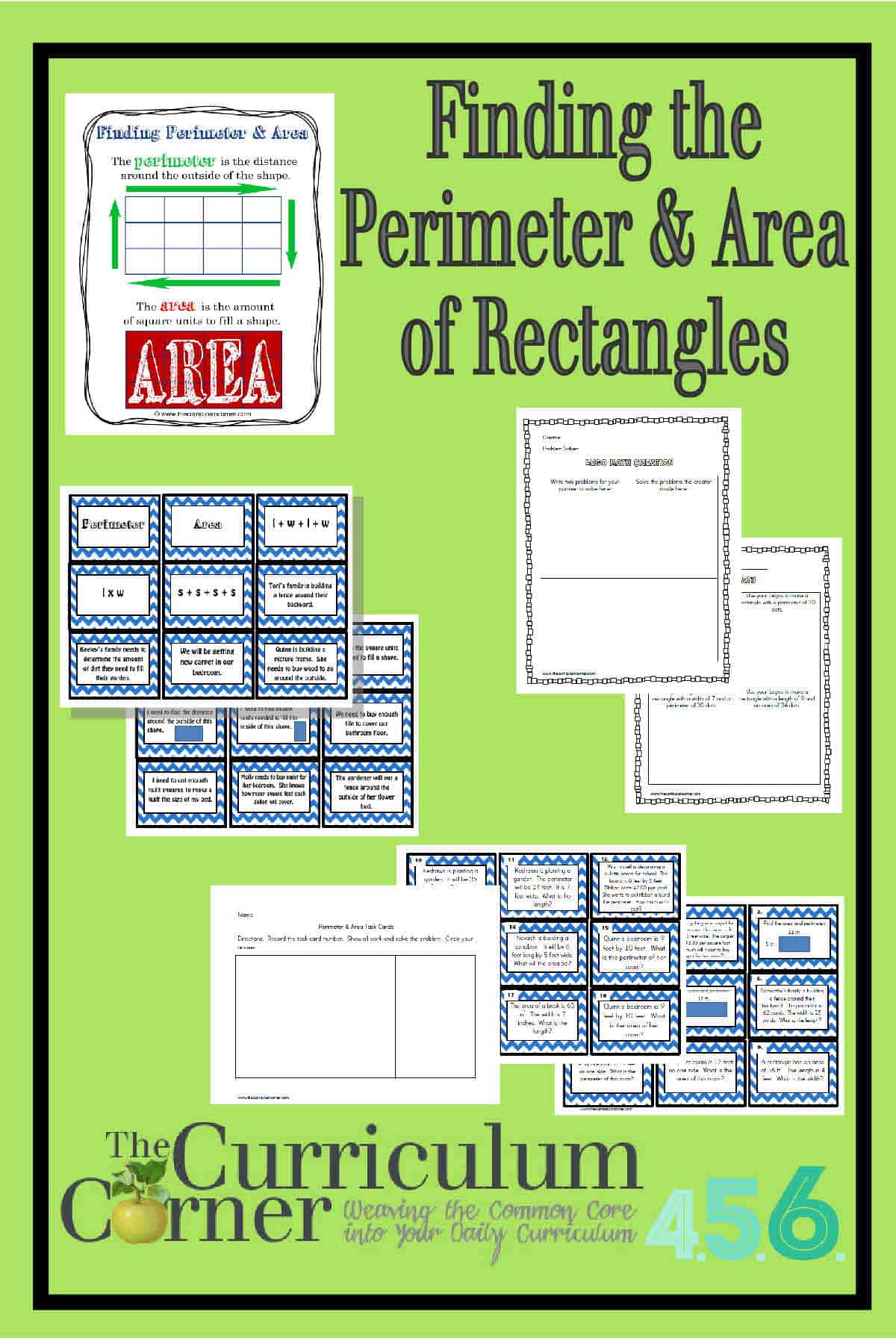 Perimeter And Area Of Rectangles The Curriculum Corner 4 5 6