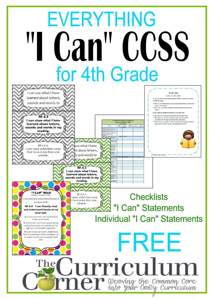 Everything "I Can" Common Core for 4th Grade The