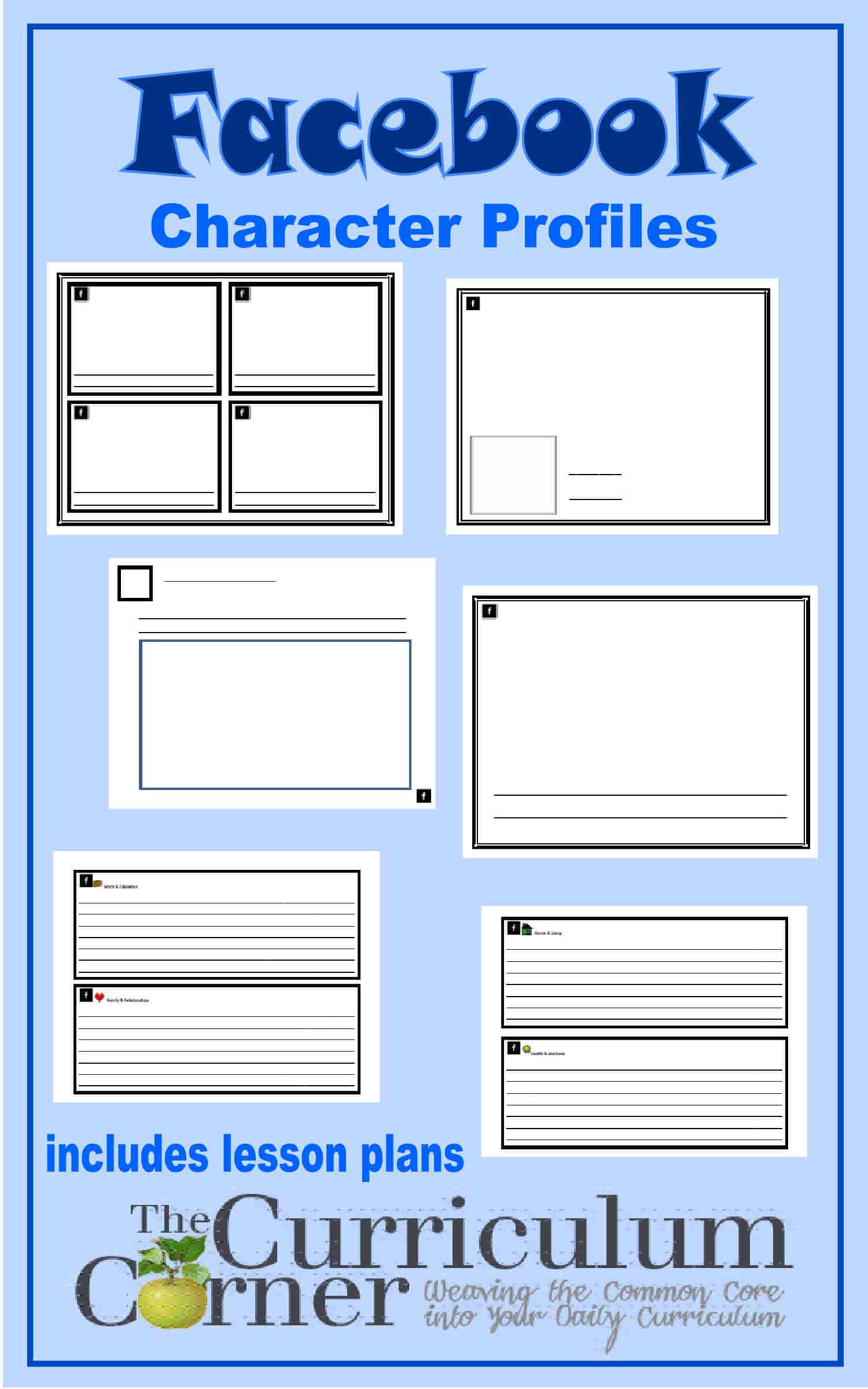 Character Facebook Profile - The Curriculum Corner 4-5-6