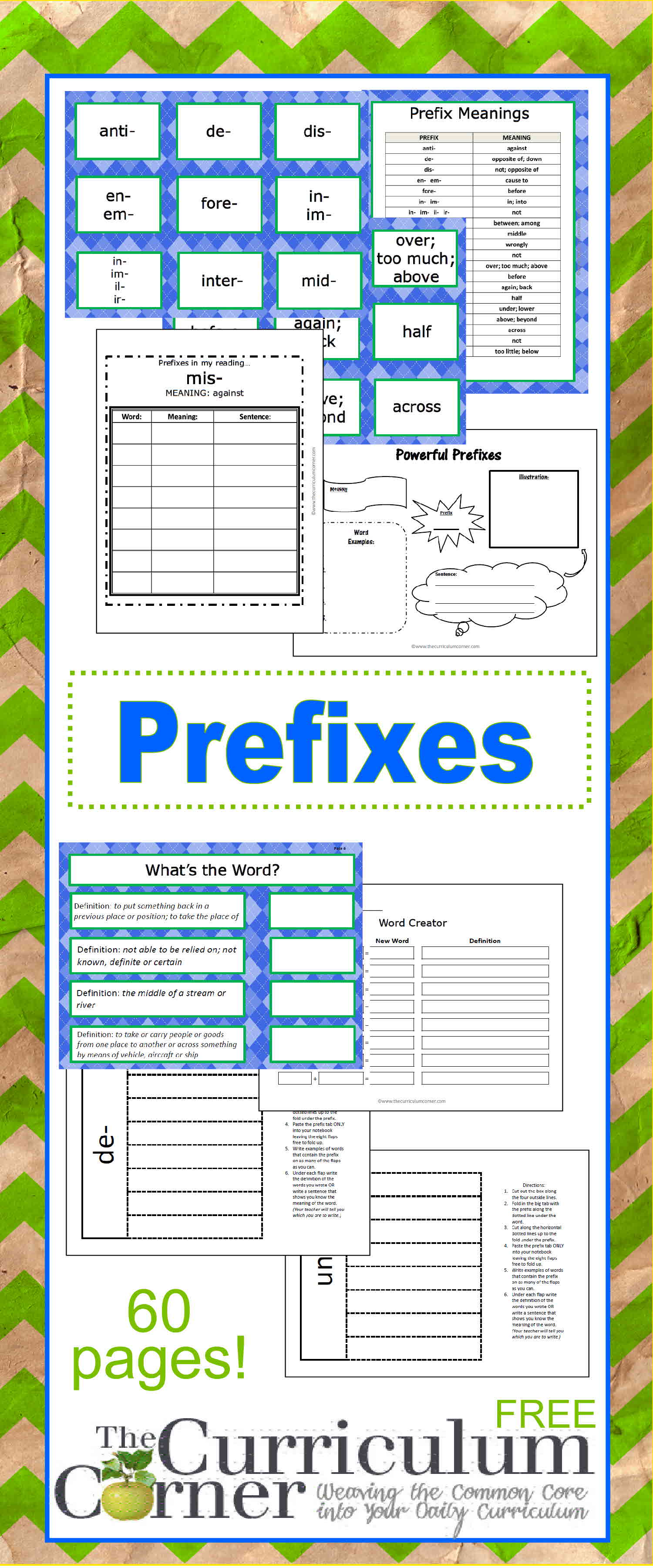 Prefix Printables & Resources - The Curriculum Corner 4-5-6