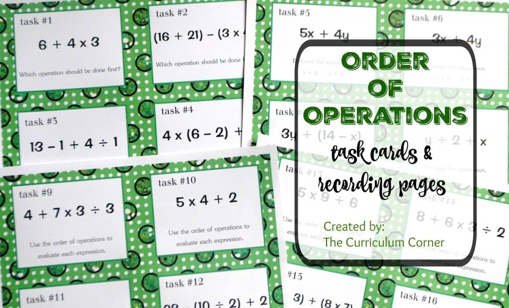 Order of Operations Task Cards - The Curriculum Corner 4-5-6