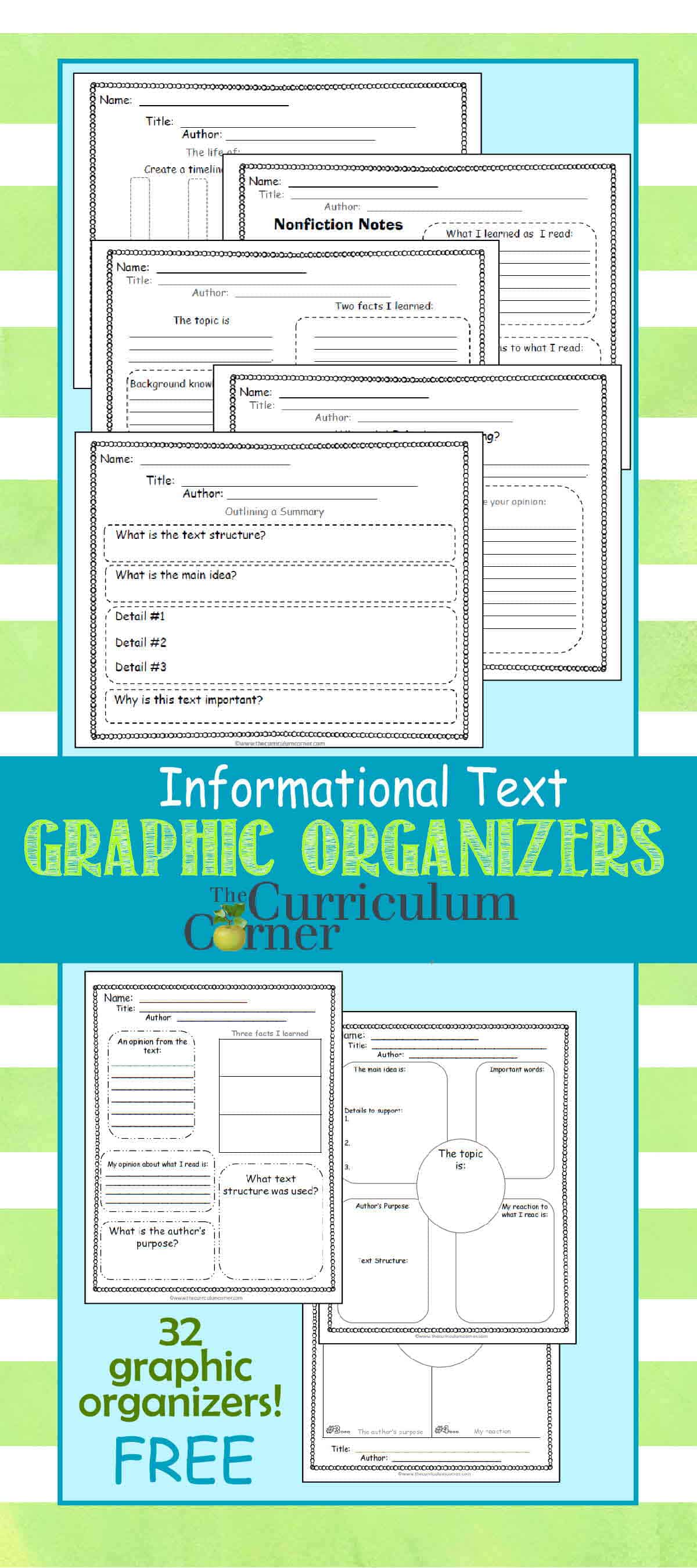 Informational Text Graphic Organizers The Curriculum Corner 4 5 6