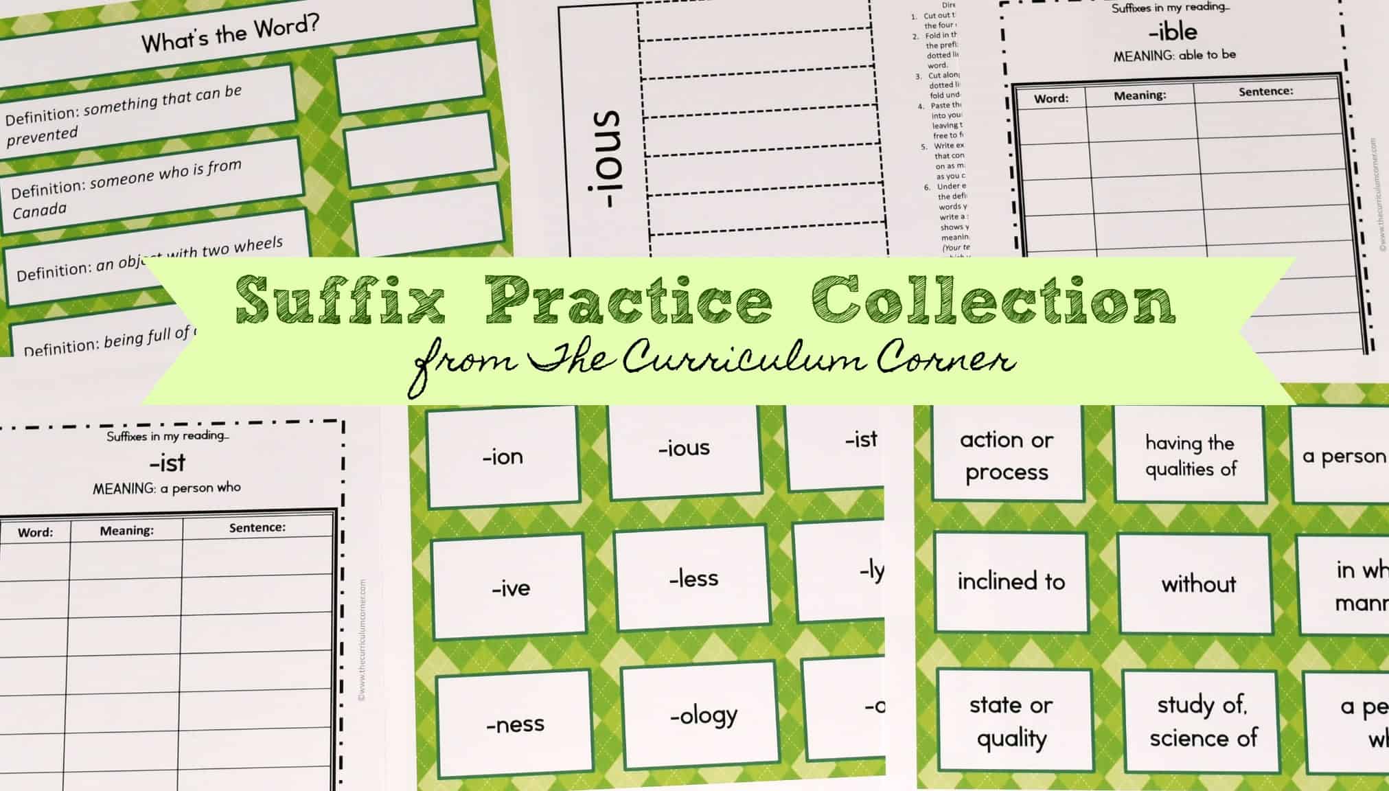 Suffix Printables & Resources - The Curriculum Corner 4-5-6