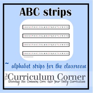 Alphabet Strips - The Curriculum Corner 123 image about Alphabet Strip Printable identify Alphabet Strips - The Curriculum Corner 123