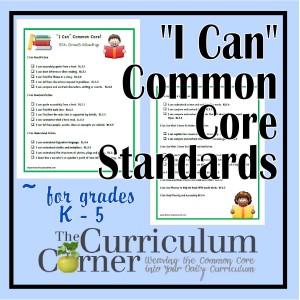 "I Can" Common Core Standards K - 6 - The Curriculum Corner 123