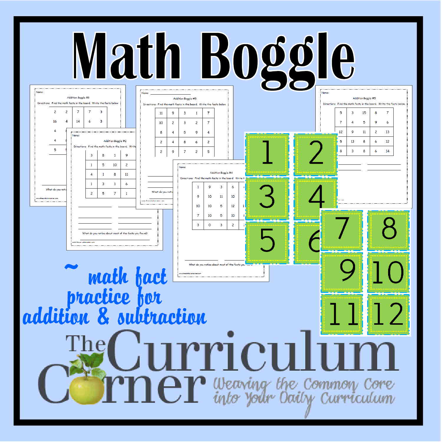 Boggle Math The Curriculum Corner 123