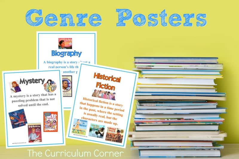 Help students identify a variety of genres with this free set of genre posters from The Curriculum Corner.