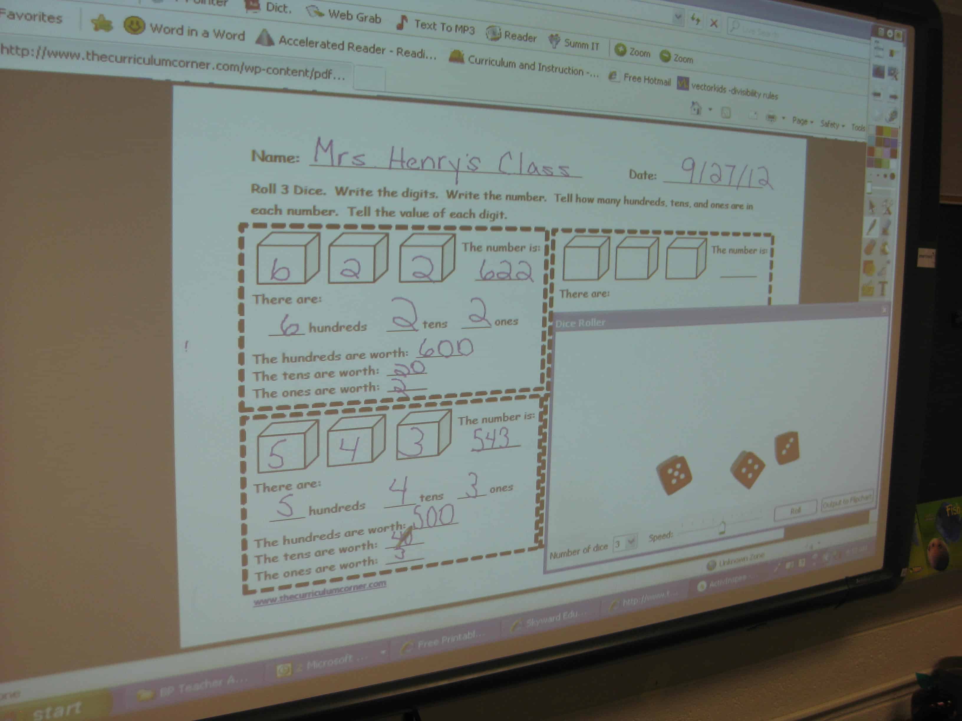Counting Ones, Tens and Hundreds Activities - The Curriculum Corner 123