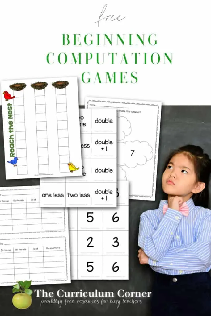 These beginning computation games are designed to help your young children use number sense to build computation skills. Free from The Curriculum Corner.