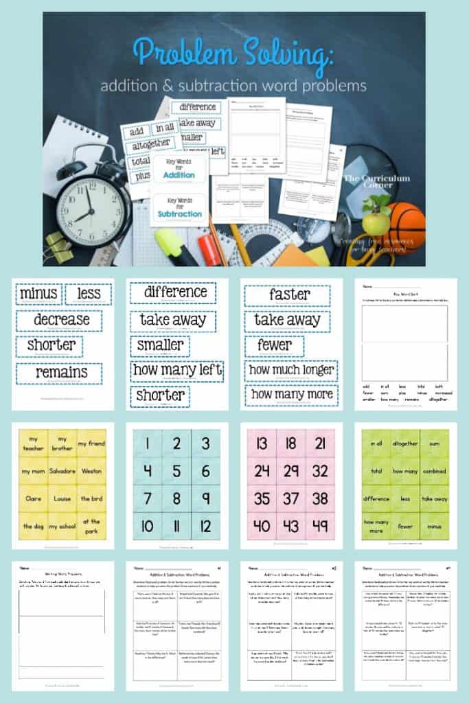 Addition Subtraction Word Problems The Curriculum Corner 123