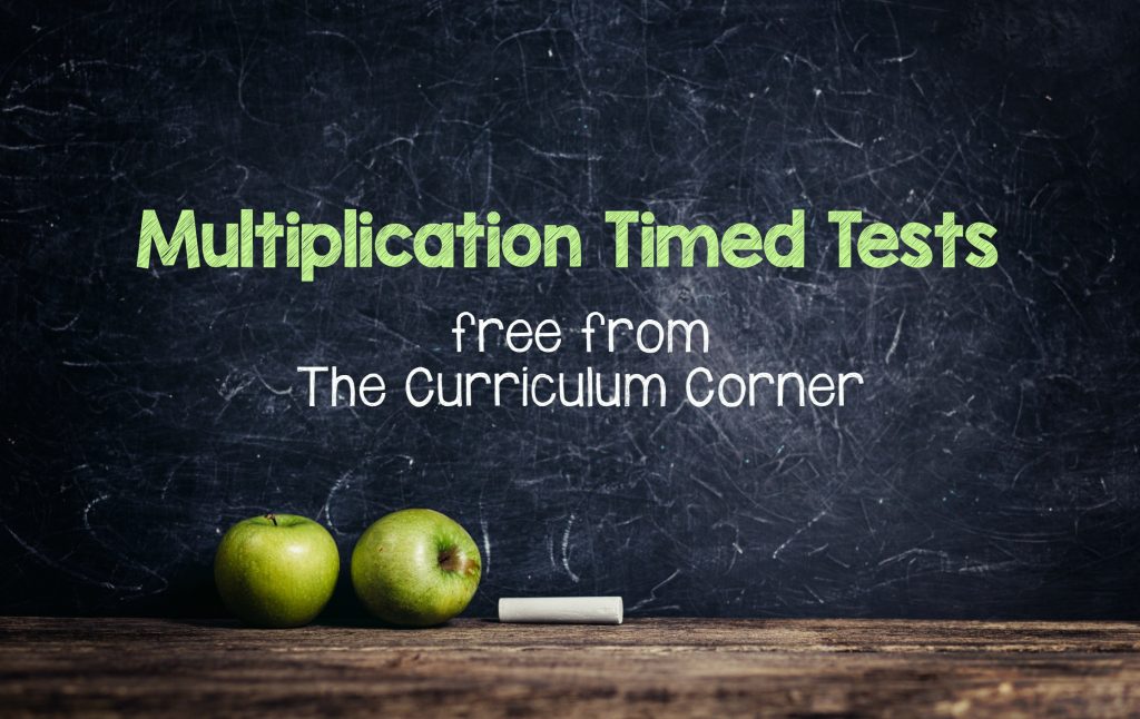 FREE Multiplication Timed Tests from The Curriculum Corner