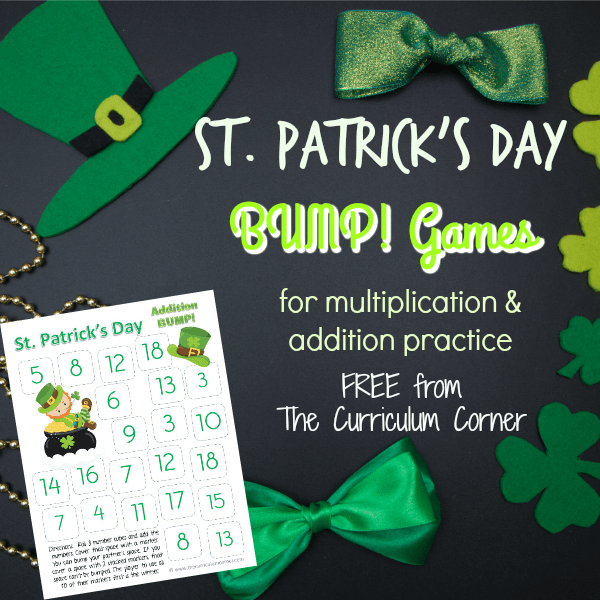 These St. Patrick's Day Bump games will give your students extra multiplication and addition fact practice during the month of March.