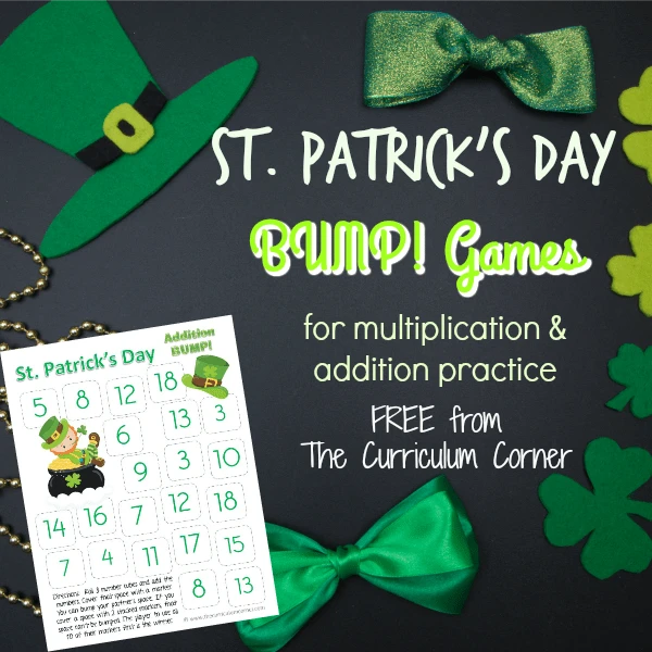 These St. Patrick's Day Bump games will give your students extra multiplication and addition fact practice during the month of March.