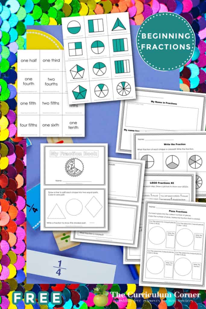 Our free beginning fractions for second grade activities have been created to help your students who are being introduced to fraction concepts. Another freebie from The Curriculum Corner.