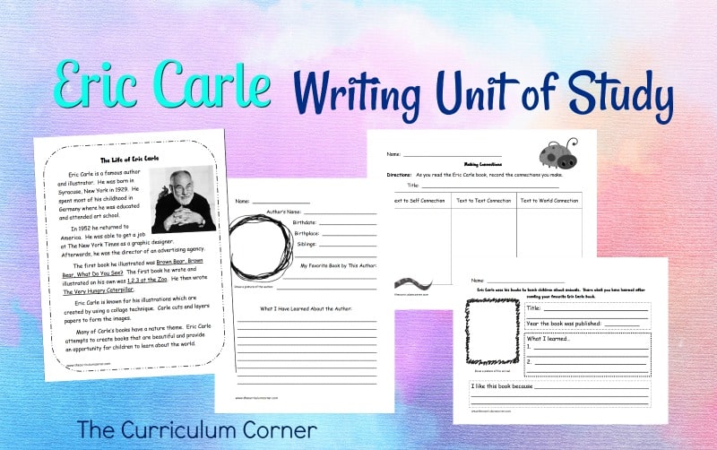 Eric Carle Lesson Plans: This free writing workshop unit of study focuses on using Eric Carle as a mentor author. Created by The Curriculum Corner