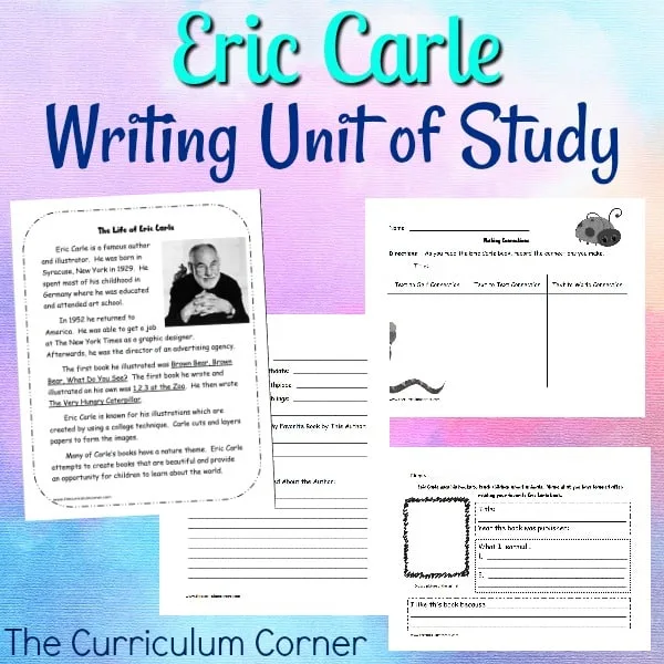 This free writing workshop unit of study focuses on using Eric Carle as a mentor author. Created by The Curriculum Corner