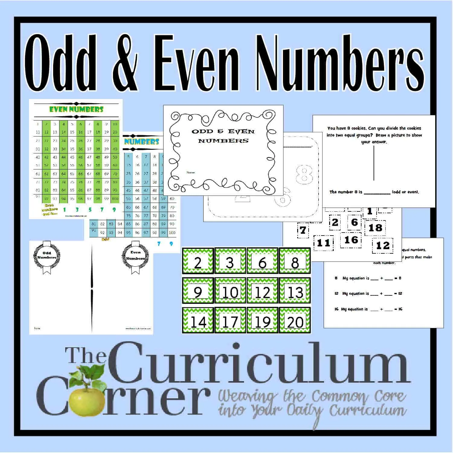 Odd and Even Numbers - practice activities free from The Curriculum Corner