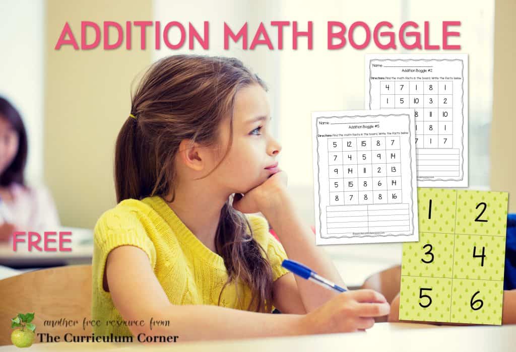  This addition boggle math set can be added to your classroom collection for practicing addition facts.