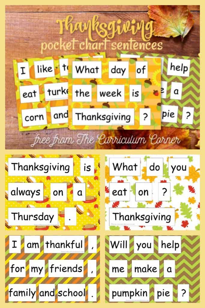 Thanksgiving Pocket Chart Sentences