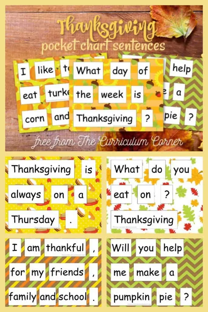 Thanksgiving Pocket Chart Sentences