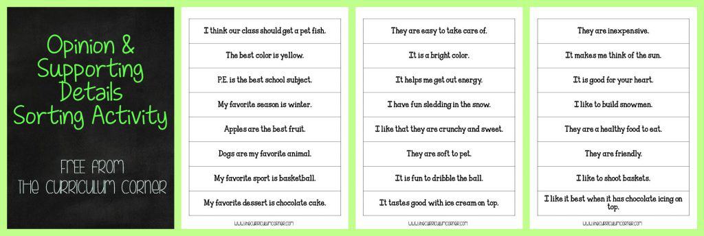 FREE Opinion Writing Unit of Study from The Curriculum Corner FREEBIE