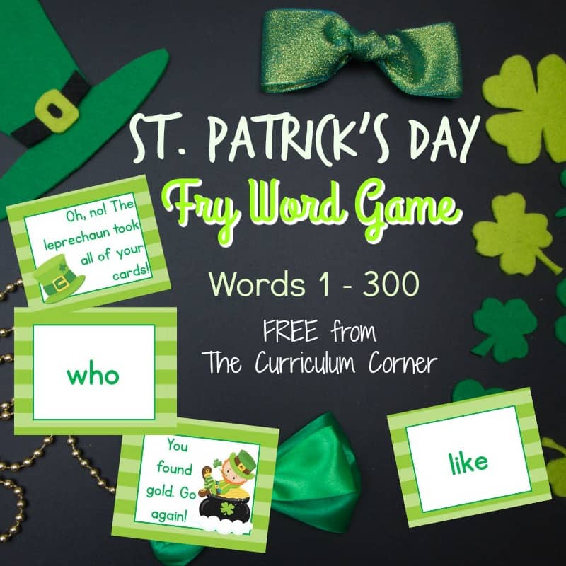 FREE St. Patrick's Day Fry Word Game from The Curriculum Corner 2