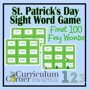 St. Patrick's Day Fry Word Game (1st 100 Words) from The Curriculum Corner