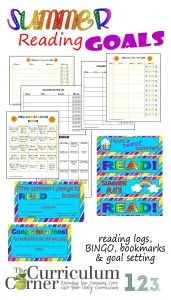 Summer reading logs, bingo board, bookmarks, certificates & more free from The Curriculum Corner