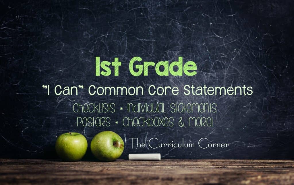 FREE 1st Grade I Can Common Core Statements from The Curriculum Corner