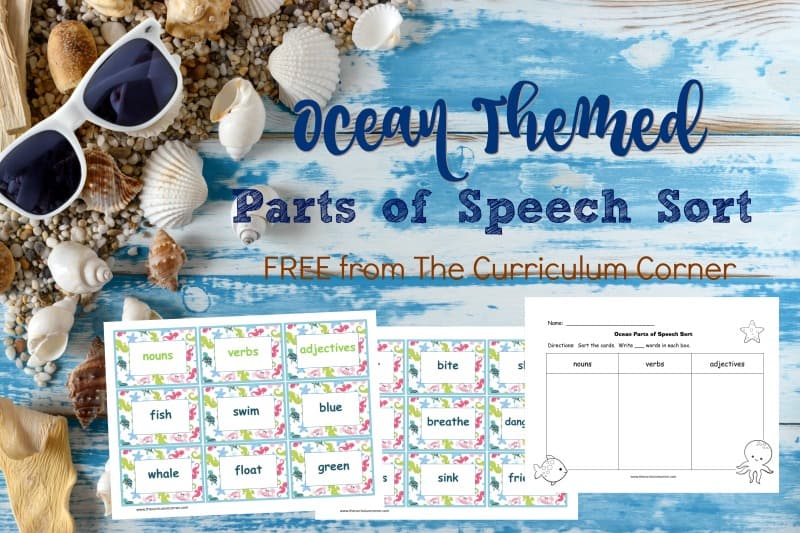 This free ocean themed parts of speech sort is a fun way to give your students or children a little practice with a seasonal theme.