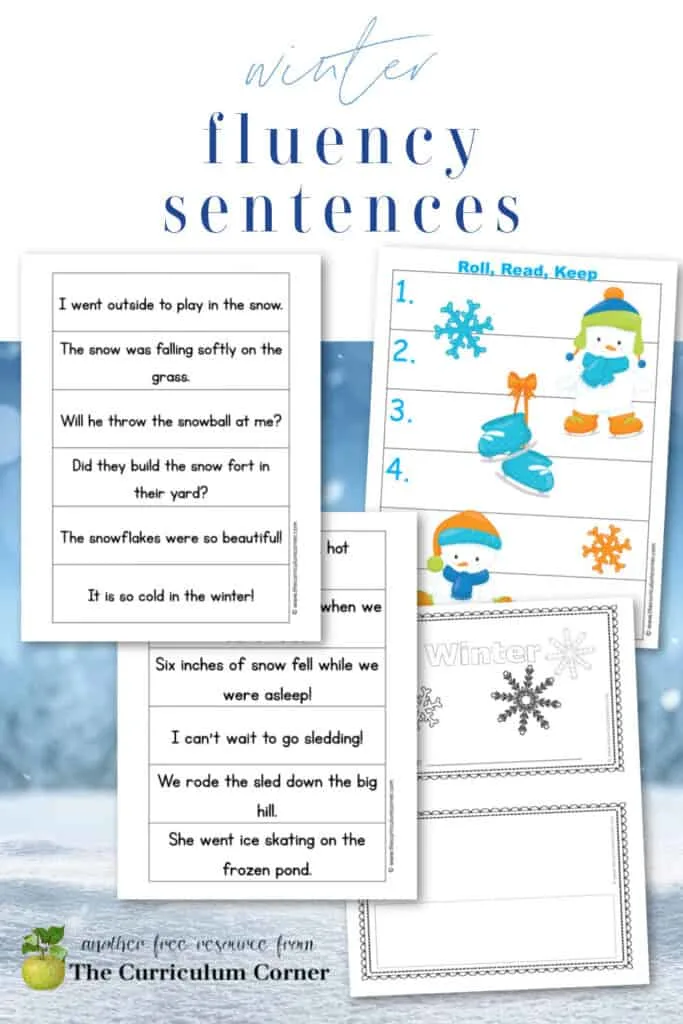 Download this set of free winter fluency sentences to help your students practice fluency during literacy center rotations.