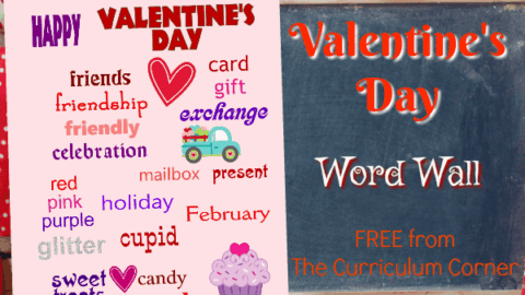 Use this Valentine's Day Word Wall for Writing Workshop Practice in your classroom. Free resource from The Curriculum Corner