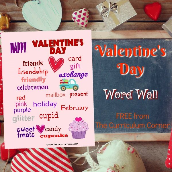 Use this Valentine's Day Word Wall for Writing Workshop Practice in your classroom. Free resource from The Curriculum Corner