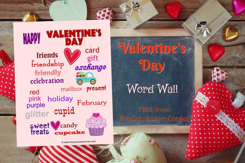 Use this Valentine's Day Word Wall for Writing Workshop Practice in your classroom. Free resource from The Curriculum Corner