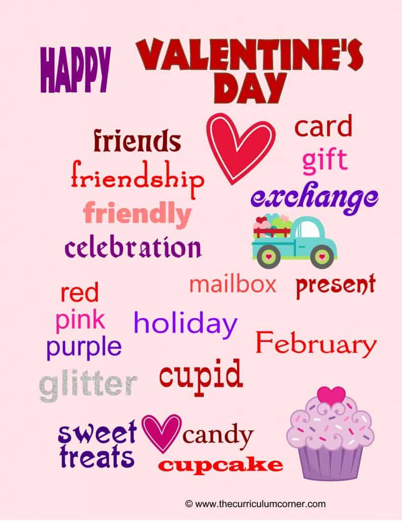 Valentine's Day Themed Word Wall for the Classroom | Great free writing workshop tool for your students from The Curriculum Corner