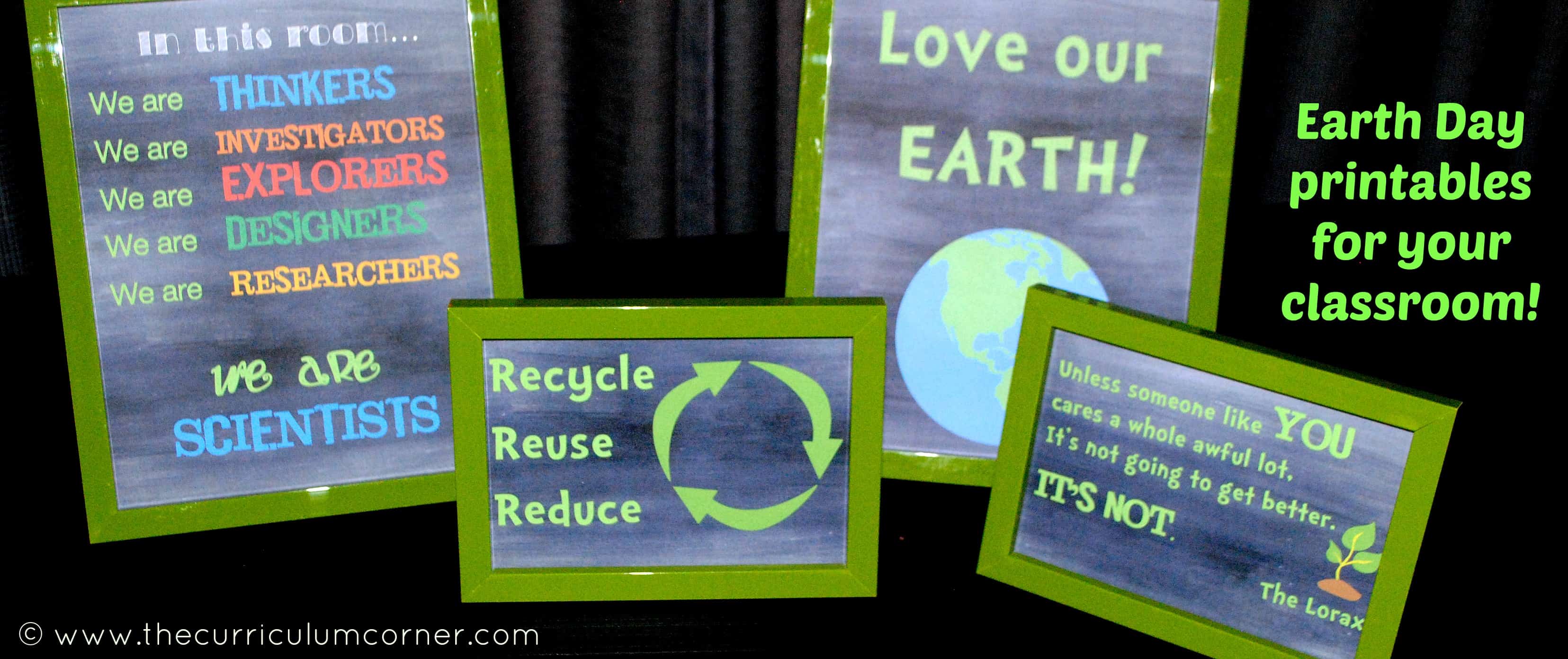 Chalkboard themed Earth Day printables free from The Curriculum Corner The Curriculum Corner 123