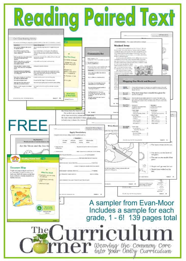Reading Paired Text Freebie from Evan-Moor and The Curriculum Corner 139 pages for grades 1 - 6 AMAZING Resource!!!