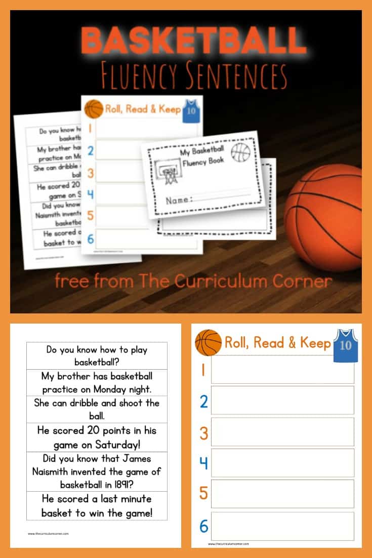 Basketball Fluency Sentences The Curriculum Corner 123