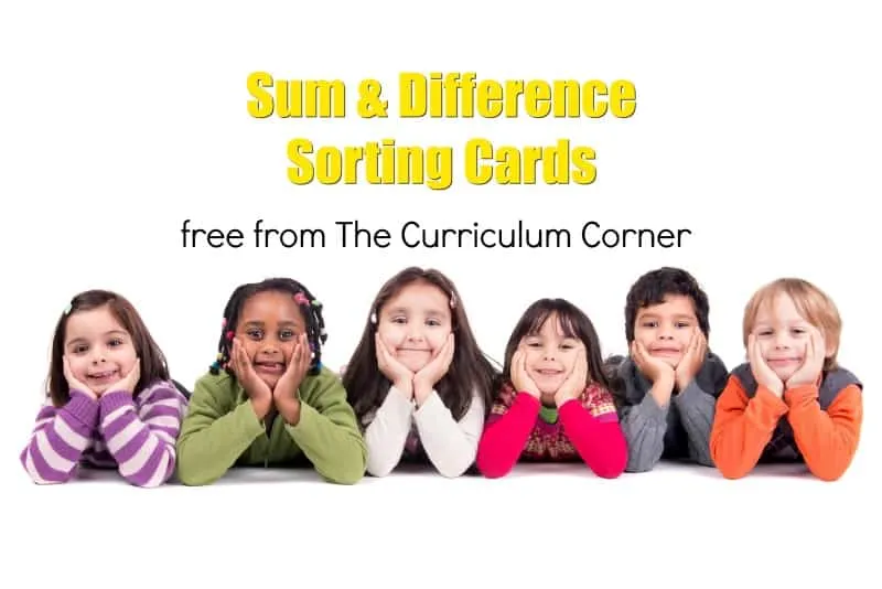 These free math fact sorting cards are designed by The Curriculum Corner to give your students math fact practice in the classroom.