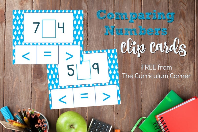 These free comparing numbers clip cards are designed for an interactive math center for young math students working on number sense skills.