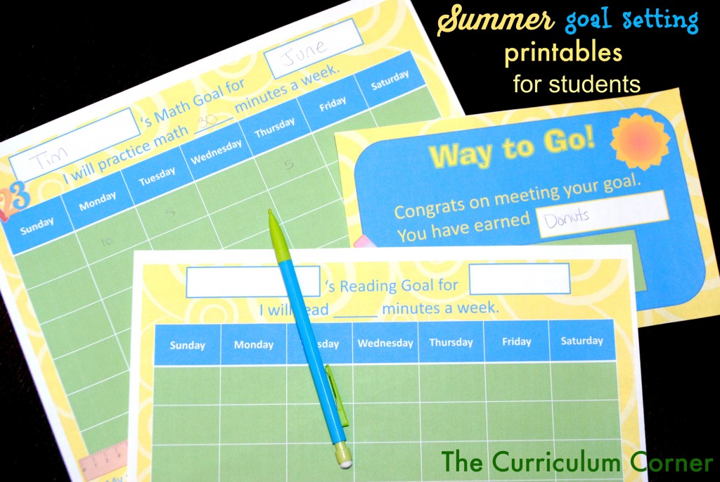 Summer Goal Setting Printables for Children to use at Home by The Curriculum Corner