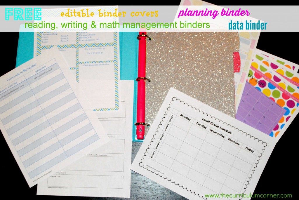 TONS of editable binder covers for your teacher planner! Lots and lots of styles FREE from The Curriculum Corner