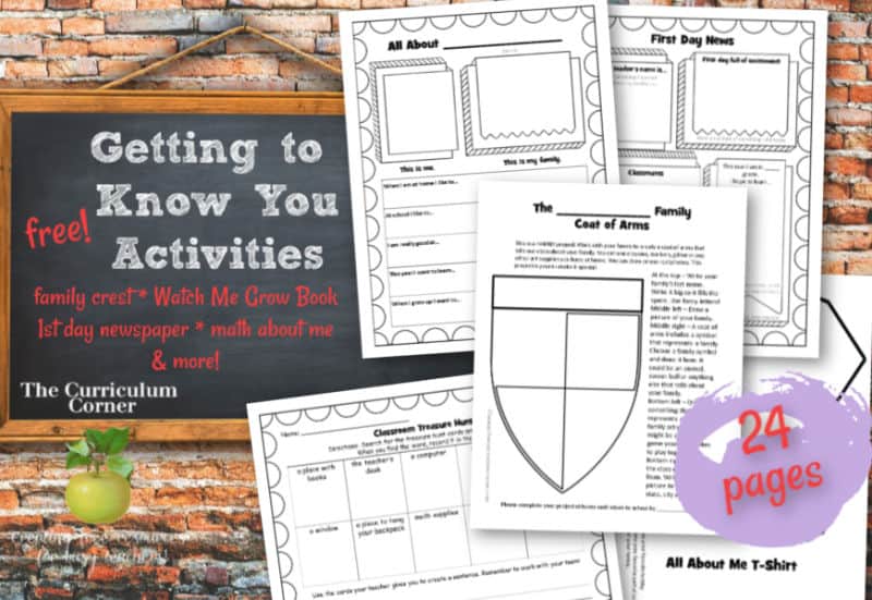 Download these free getting to know you activities for back to school