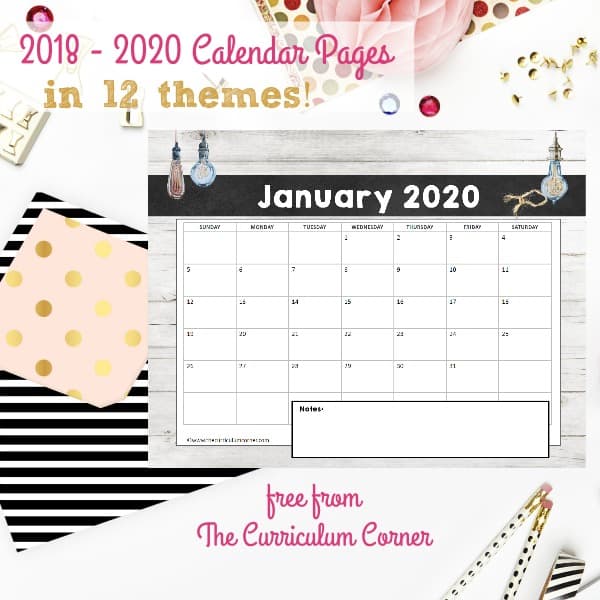 Free calendar pages the curriculum corner 123